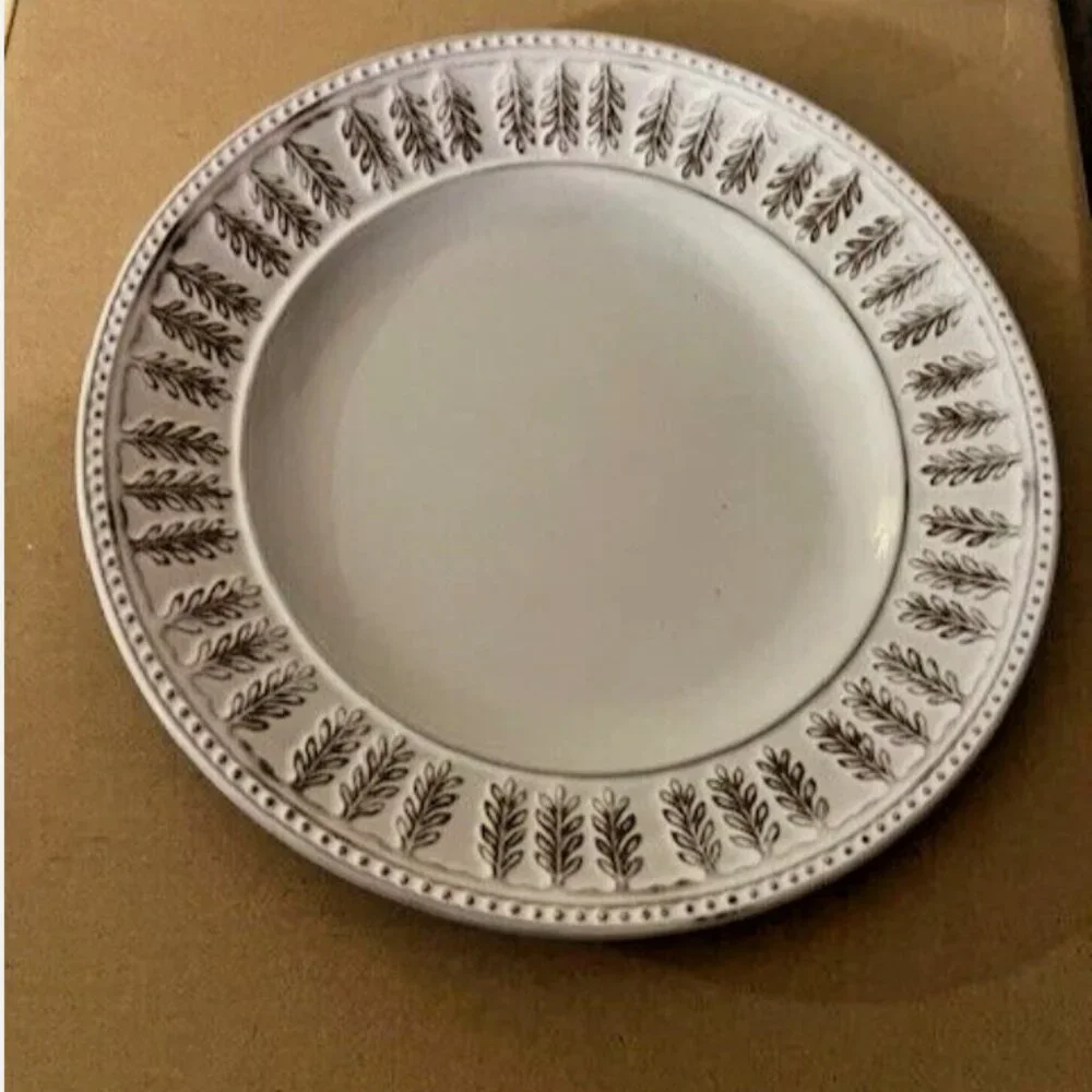 New S/4 Pottery Barn Rustic White Small Plates Mix + Match | 8
